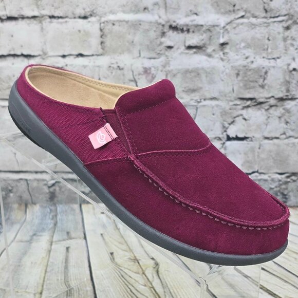 Spenco Siesta Via Women’s 9.5 B Red Suede Slip-On Comfort Shoes Casual Slides - Picture 1 of 8